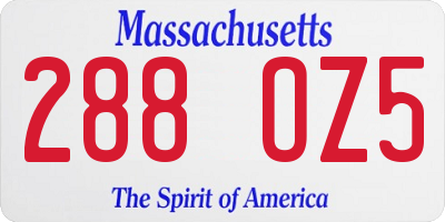 MA license plate 288OZ5