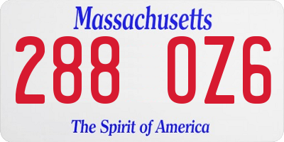 MA license plate 288OZ6