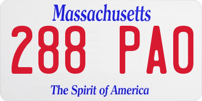 MA license plate 288PA0