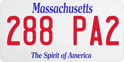MA license plate 288PA2