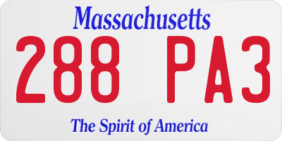 MA license plate 288PA3