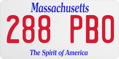 MA license plate 288PB0