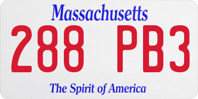 MA license plate 288PB3