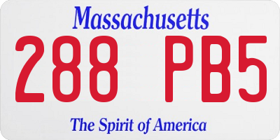 MA license plate 288PB5