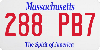 MA license plate 288PB7