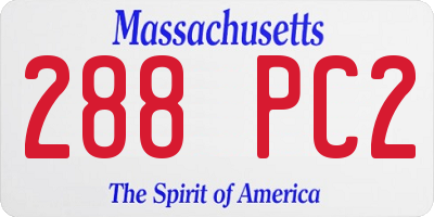 MA license plate 288PC2