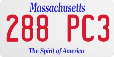 MA license plate 288PC3