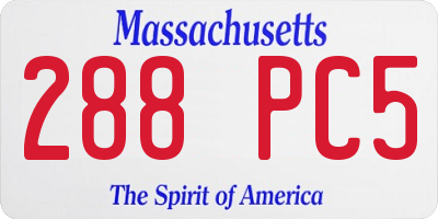 MA license plate 288PC5