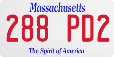 MA license plate 288PD2