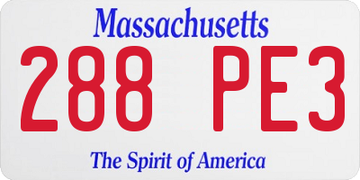 MA license plate 288PE3