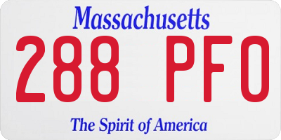 MA license plate 288PF0