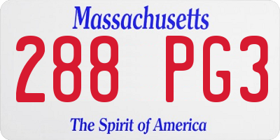 MA license plate 288PG3