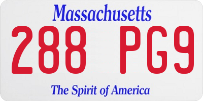 MA license plate 288PG9