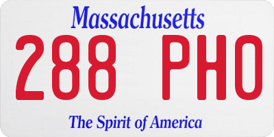 MA license plate 288PH0