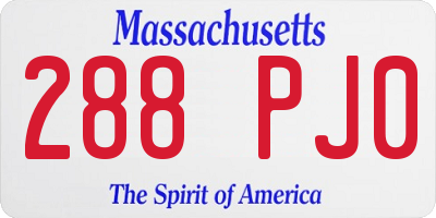 MA license plate 288PJ0