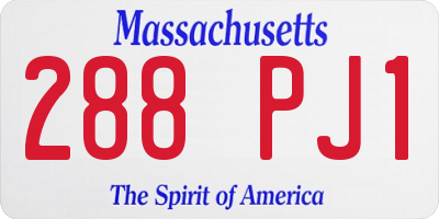 MA license plate 288PJ1