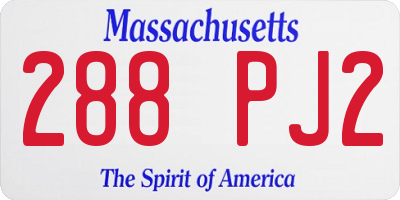 MA license plate 288PJ2