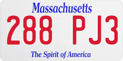 MA license plate 288PJ3