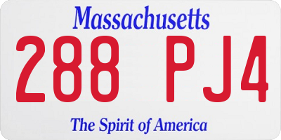 MA license plate 288PJ4