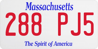 MA license plate 288PJ5