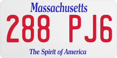 MA license plate 288PJ6
