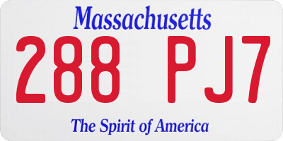 MA license plate 288PJ7
