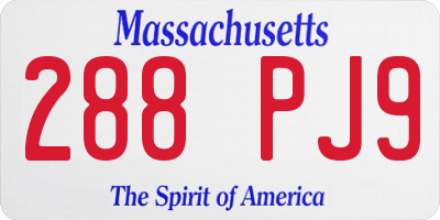 MA license plate 288PJ9