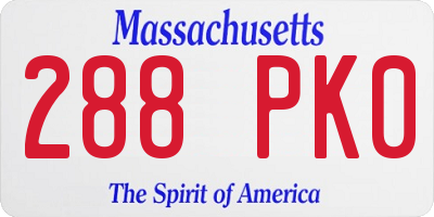 MA license plate 288PK0