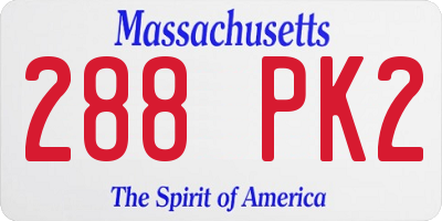 MA license plate 288PK2
