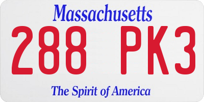 MA license plate 288PK3