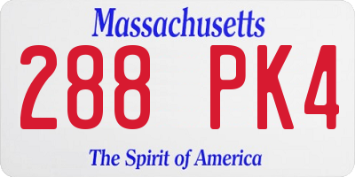 MA license plate 288PK4