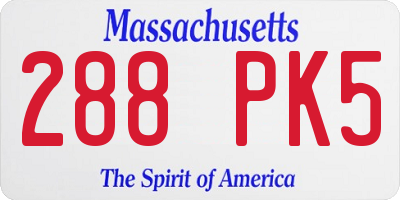 MA license plate 288PK5