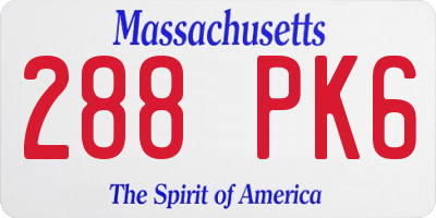 MA license plate 288PK6