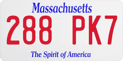 MA license plate 288PK7