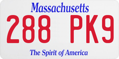 MA license plate 288PK9