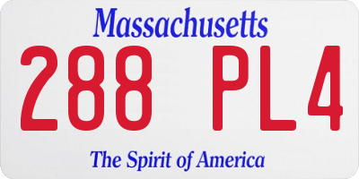MA license plate 288PL4