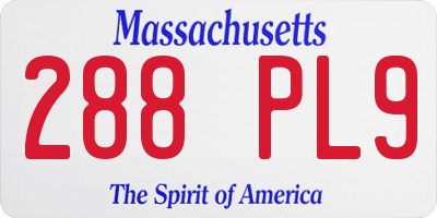 MA license plate 288PL9