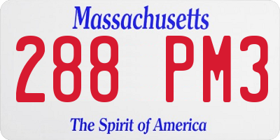 MA license plate 288PM3