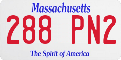 MA license plate 288PN2