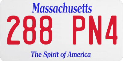 MA license plate 288PN4