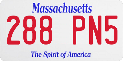 MA license plate 288PN5