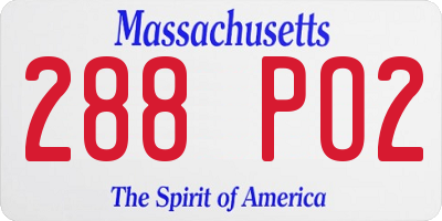 MA license plate 288PO2