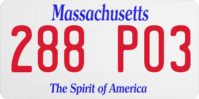 MA license plate 288PO3