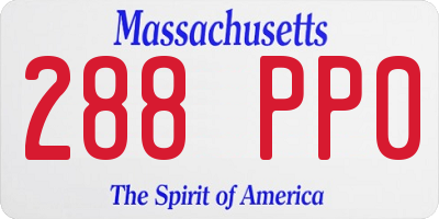 MA license plate 288PP0