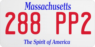 MA license plate 288PP2