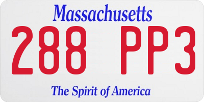 MA license plate 288PP3