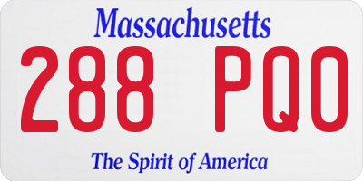 MA license plate 288PQ0