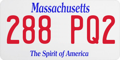 MA license plate 288PQ2
