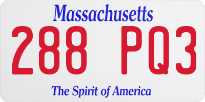 MA license plate 288PQ3