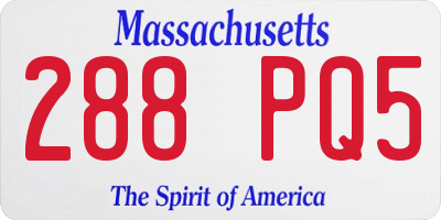 MA license plate 288PQ5
